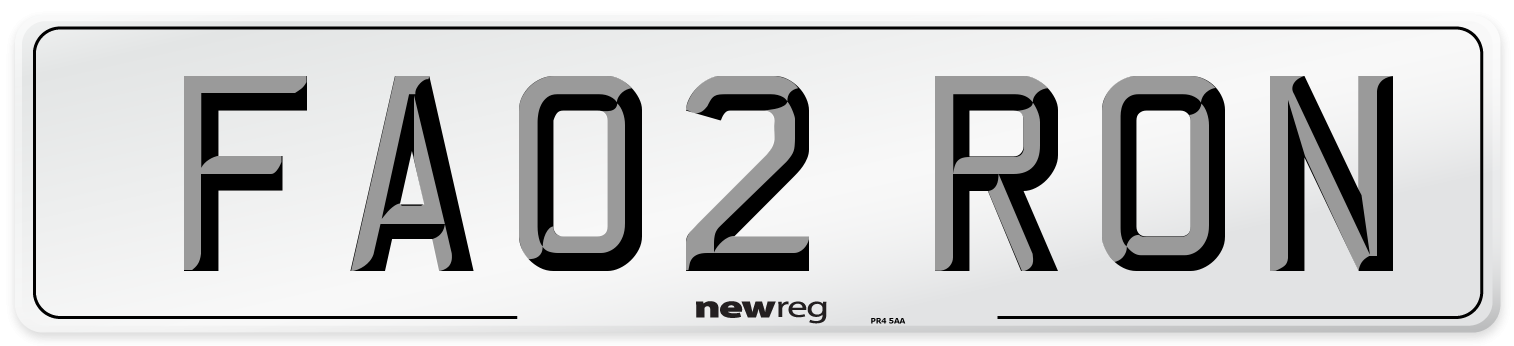 FA02 RON Number Plate from New Reg